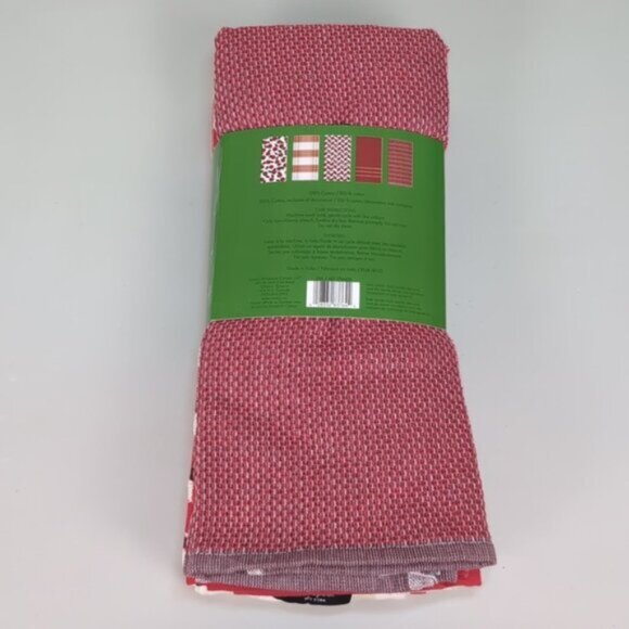 NEW Kate Spade Kitchen Towel Set 5 Pairs Dish Towels Cherry Plaid Chevron Red - Picture 9 of 13